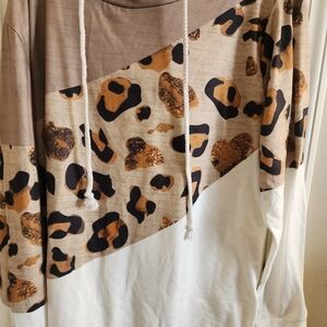Leopard Print Colorblock Hoodie